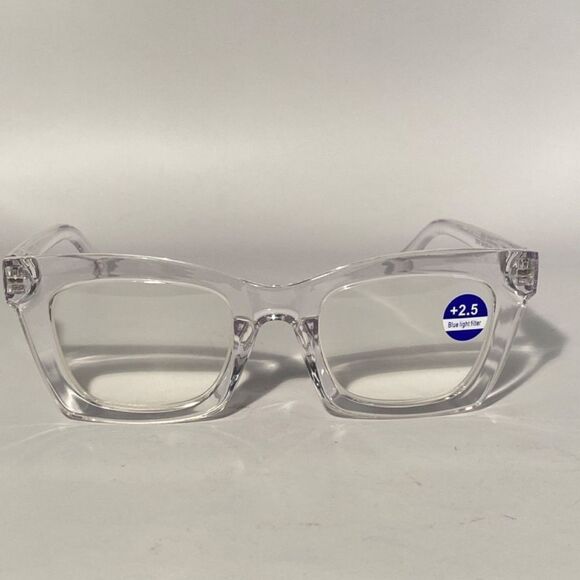 1068 Gretchen Reading Glasses 2.5 Square Clear Frames Oversize NWT - Picture 3 of 9